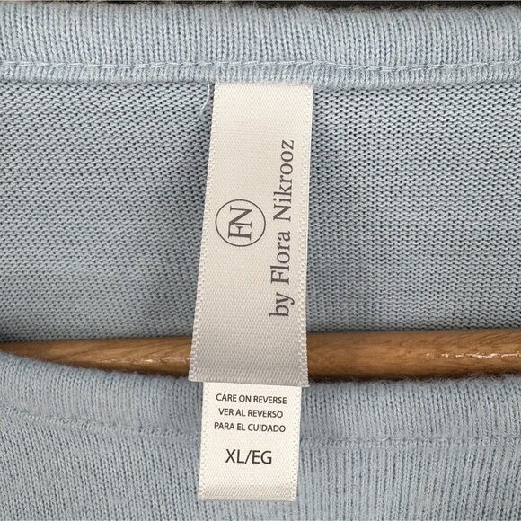 Flora Nikrooz Women's Lace Sleeve Lounge Sweater XL Light Blue Loungewear Sleep - Picture 4 of 8
